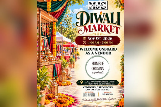 Diwali Market flyer by MJS Events, November 1, 2026, Windermere Lawn in Cumming