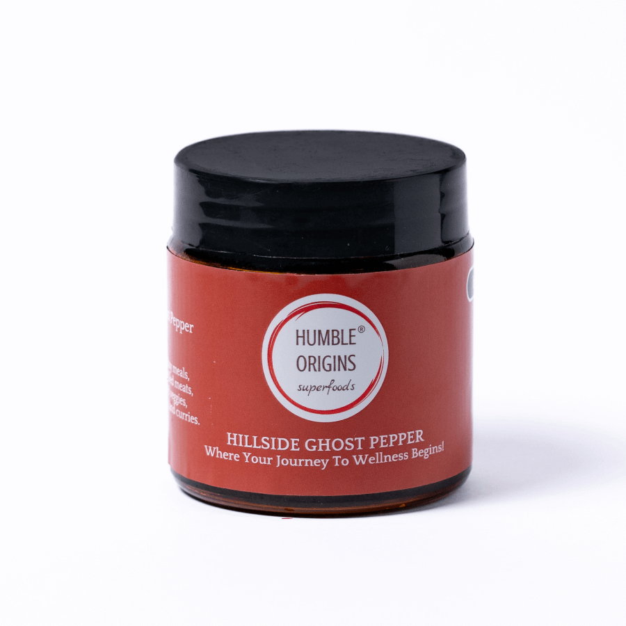 Jar of Hillside Ghost Pepper from Humble Origins on a white background