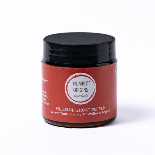 Jar of Hillside Ghost Pepper from Humble Origins on a white background