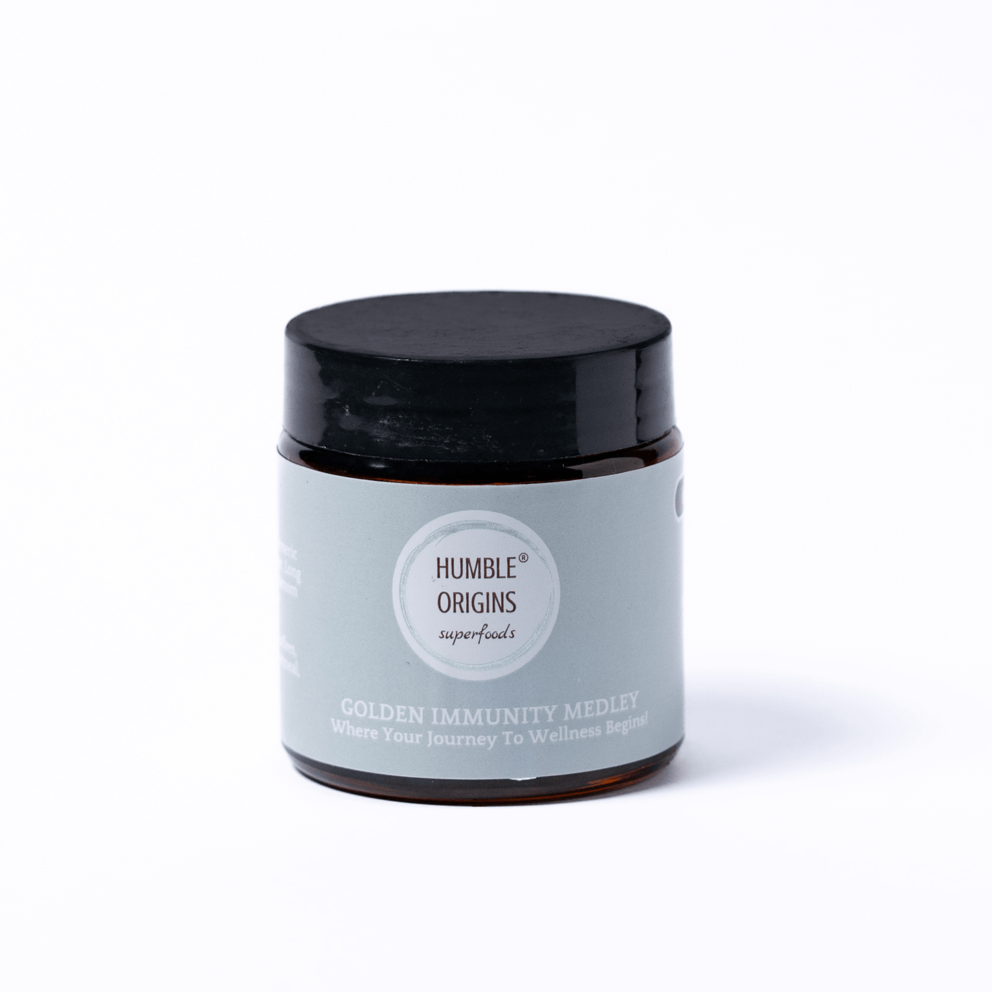 Jar of 'Golden Immunity Medley' by Humble Origins on a white background